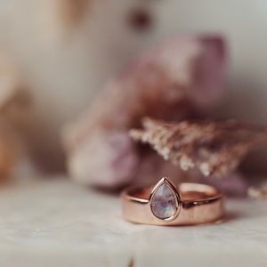 Pear Shaped Natural Labradorite Sterling Silver 14k Gold Vermeil Ring